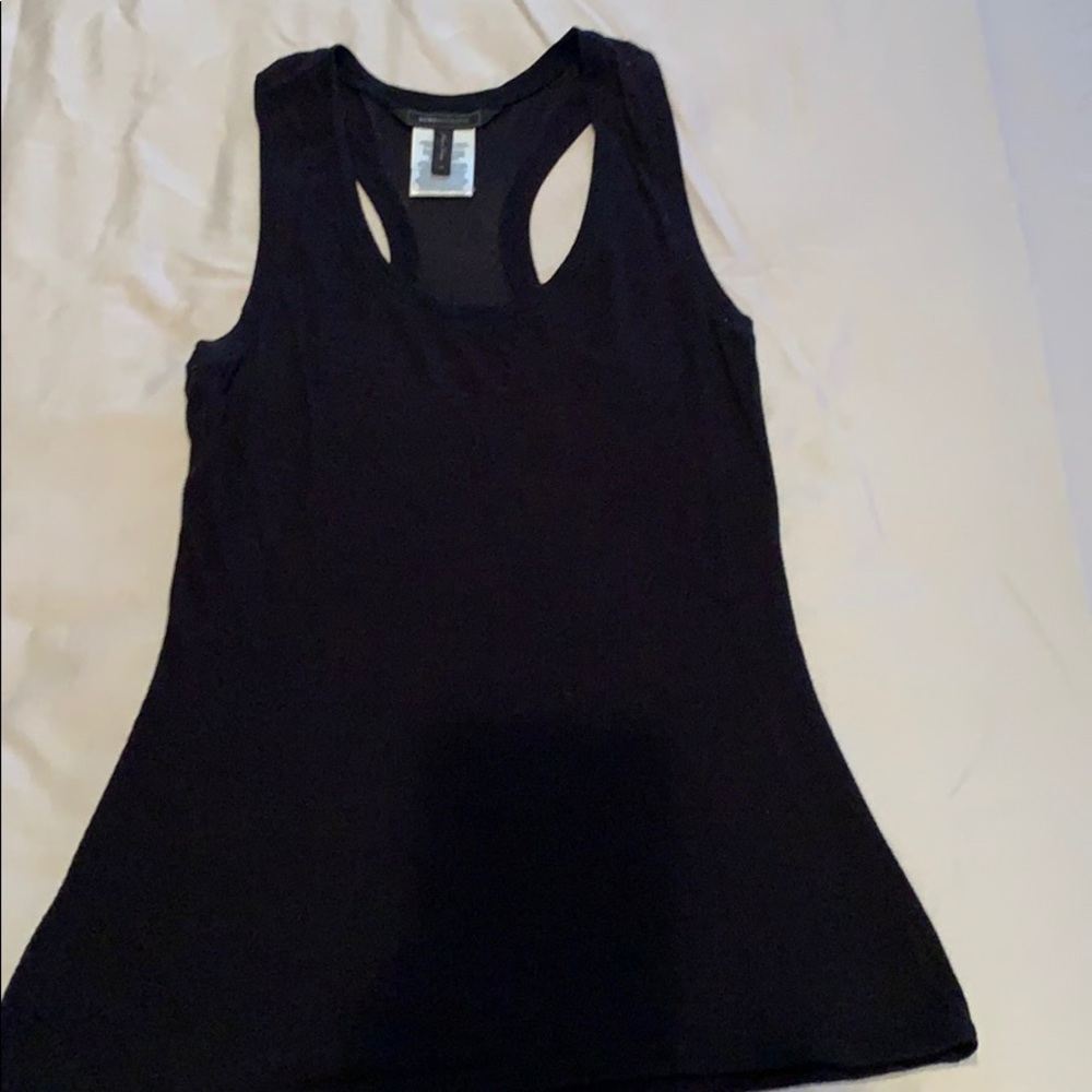 BCBG Maxazria Ribbed Racerback Black Tank Top